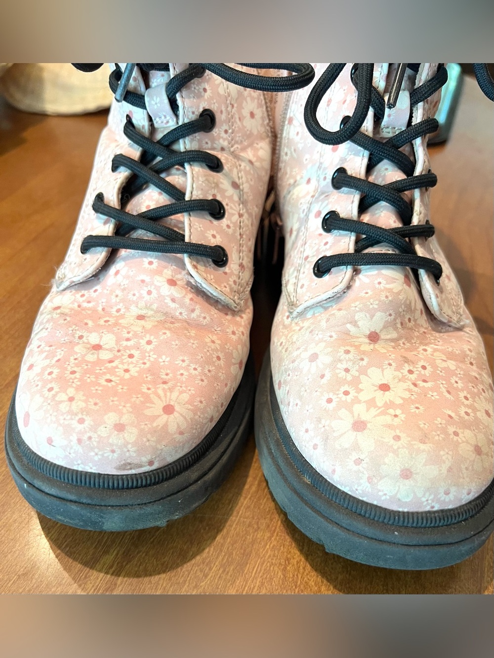 Pink Floral  Lace-Up Boots by Art Class